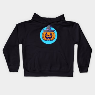 Cute Witch Pumpkin Halloween Cartoon Vector Icon Illustration Kids Hoodie